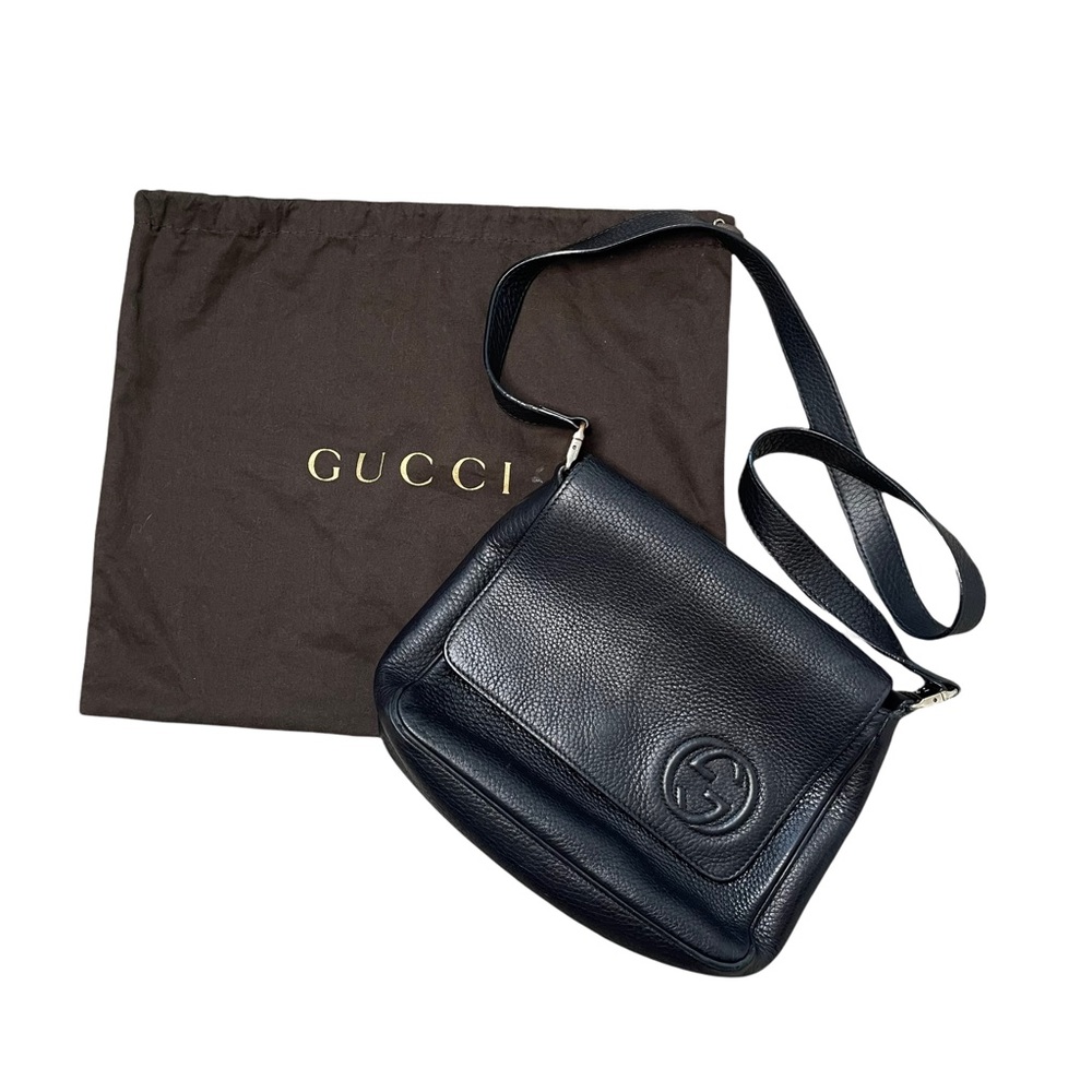 GUCCI Rare Black Pebbled Soho Crossbody/Shoulder Messenger Bag Kids Collection